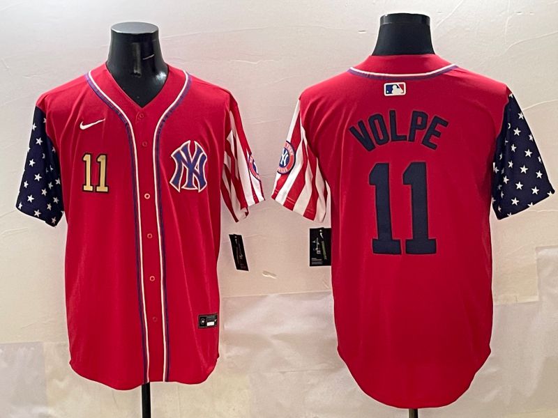 Men New York Yankees #11 Volpe Red a generation of national flags Jointly Name 2025 Nike MLB Jersey style 3